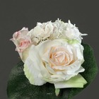 Bouquet varié de roses et pivoines factices avec feuilles h25cm - couleur: rose-