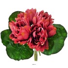 Bouquet de 6 fleurs de lotus factice rose rouge d30cm avec feuillage - couleur: