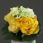 Bouquet varié de roses et pivoine factices avec feuilles h25cm jaune - couleur:
