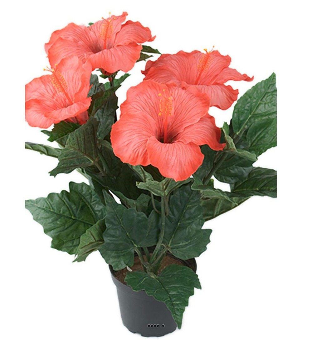 Hibiscus artificiel en pot H 38 cm 6 tetes