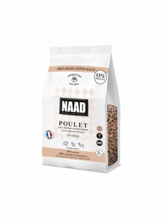 NAAD Mini Croquettes Sans Céréales - 55% Poulet - Chiens Petites Races - 2kg