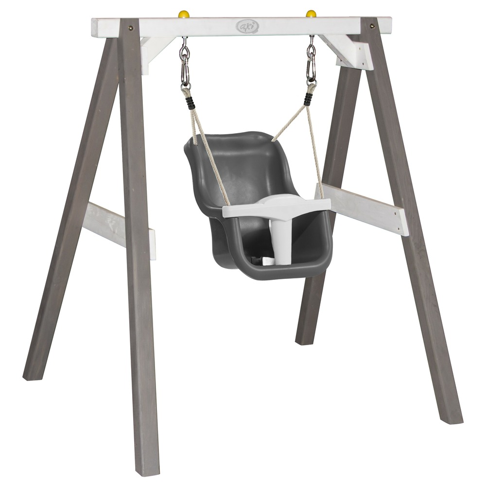 Axi balançoire pour bébé avec cadre en bois gris & blanc pour le jardin