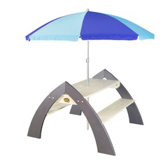 Axi kylo xl table pique nique enfant en bois gris & blanc | table picnic avec parasol pour le jardin