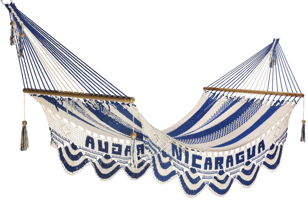 Hamac à barre nicaragua l blanc et bleu