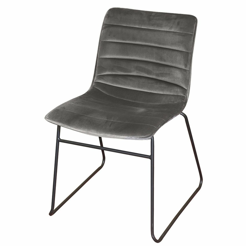 Chaise velours brooklyn gris