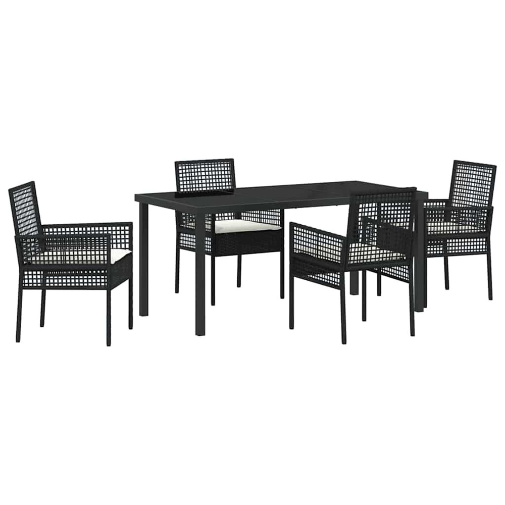 Ensemble de salle à manger pour jardin 5 pcs noir poly rotin