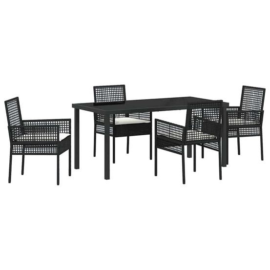 Ensemble de salle à manger pour jardin 5 pcs noir poly rotin
