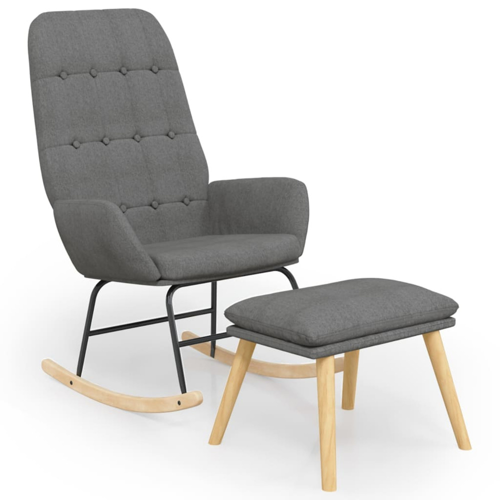Chaise à bascule avec repose-pied gris clair tissu