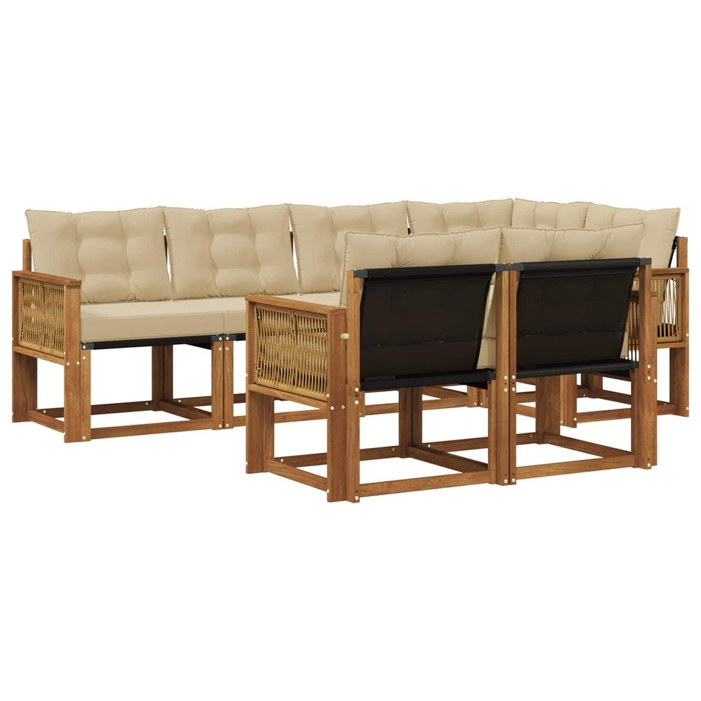 Ensemble de canapés d'extérieur 7 pc naturel et beige