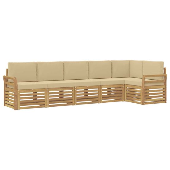 Ensemble de canapés d'extérieur 6 pc blanc et beige polyester