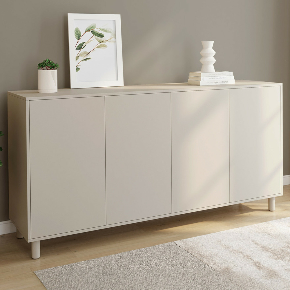 Buffet 160 cm bertille 4 portes bois coloris beige