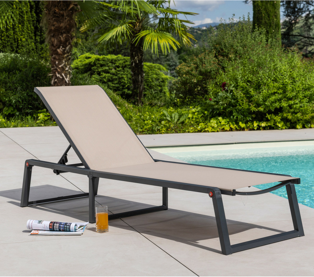 Transat de jardin en aluminium - pliable - lin - nara