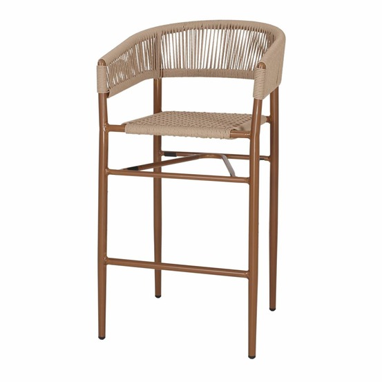 Tabouret haut en corde et métal avec un style japandi - modèle 023 - nature