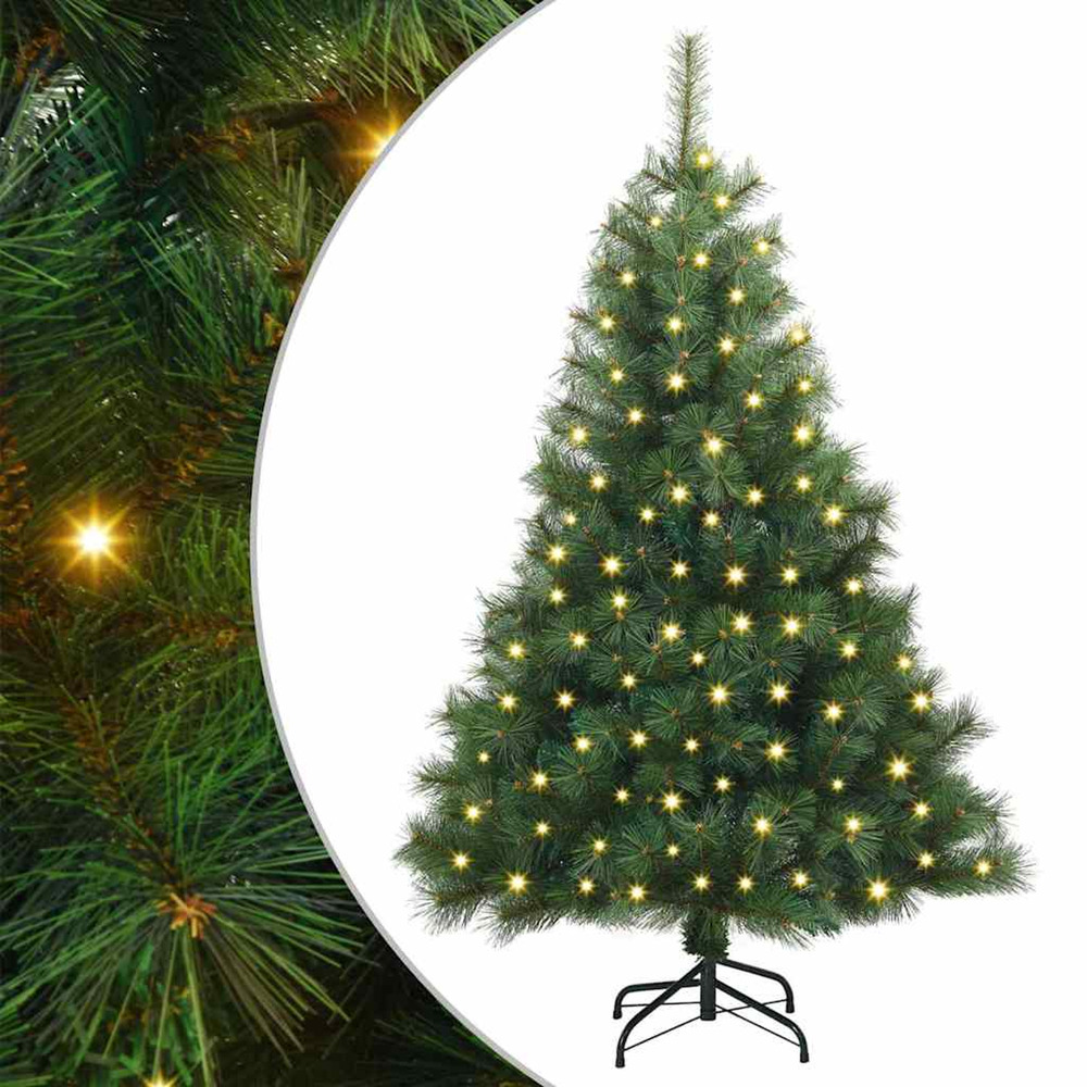 Sapin de noël artificiel avec 150 led vert 120 cm pe et pvc