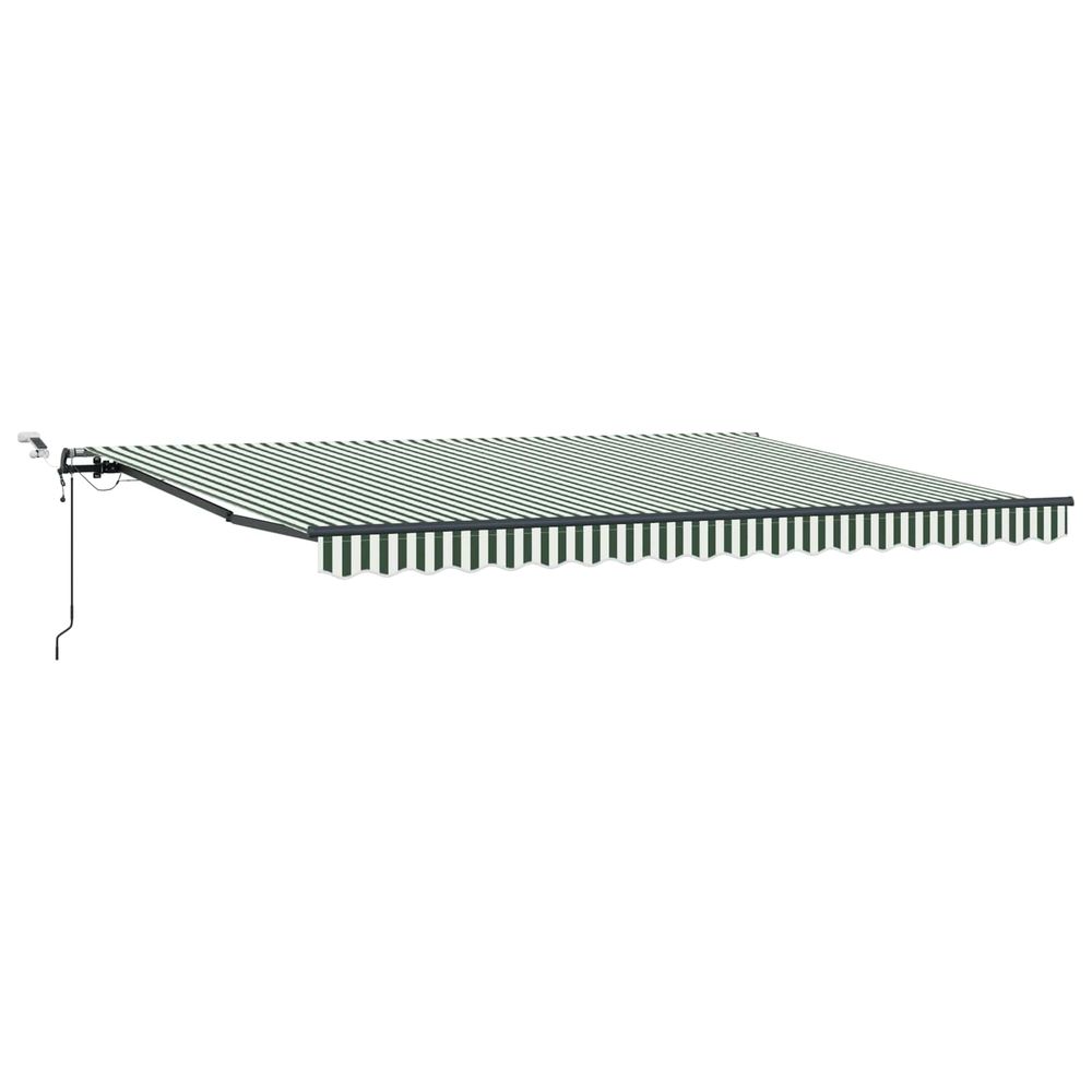 Auvent rétractable vert et blanc 450 × 300 cm polyester