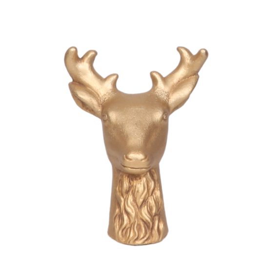 Statue statuette sculpture décoration de noël cerf béton doré 16.5cm