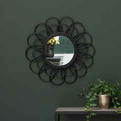 Miroir en rotin forme fleur