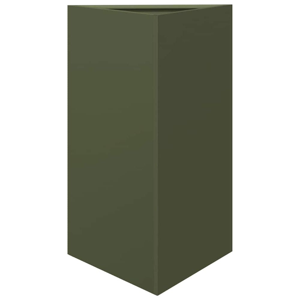 Jardinière vert olive triangulaire 50x43x75 cm acier