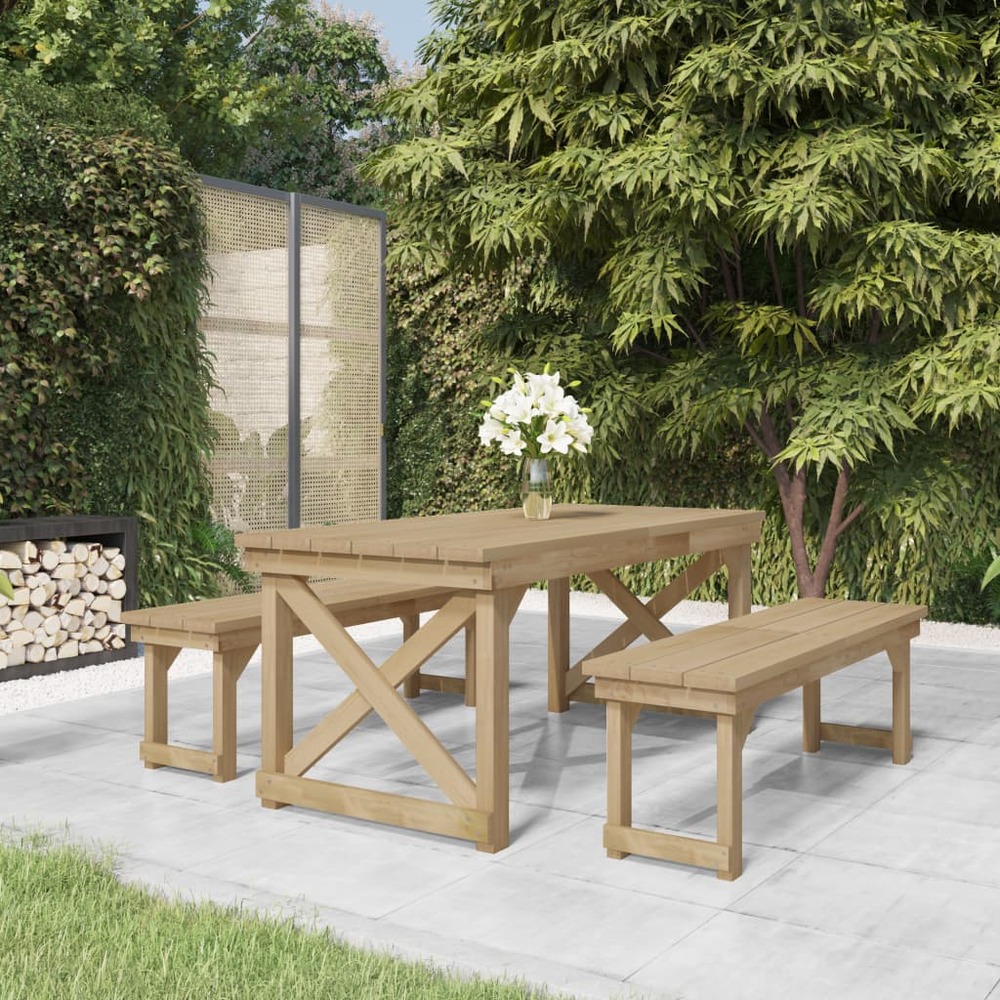 Ensemble à manger de jardin 3 pcs bois de pin imprégné