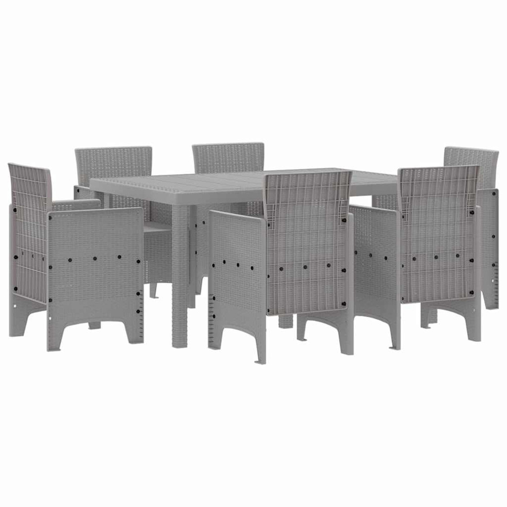 Ensemble de salle à manger pour jardin 7 pcs gris clair