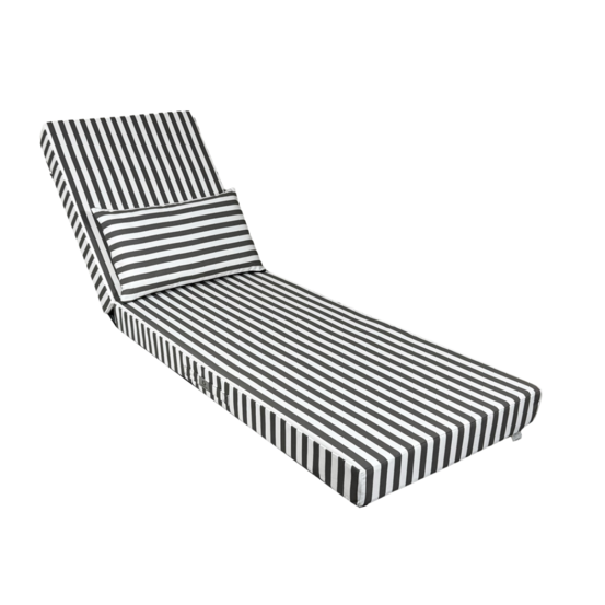 Coussin bain de soleil premium avec coussin - rayures gris foncés