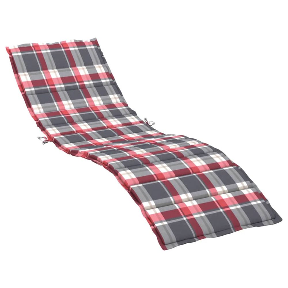 Coussins de chaise longue motif carreaux rouges 200 x 50 x 3 cm bain de soleil