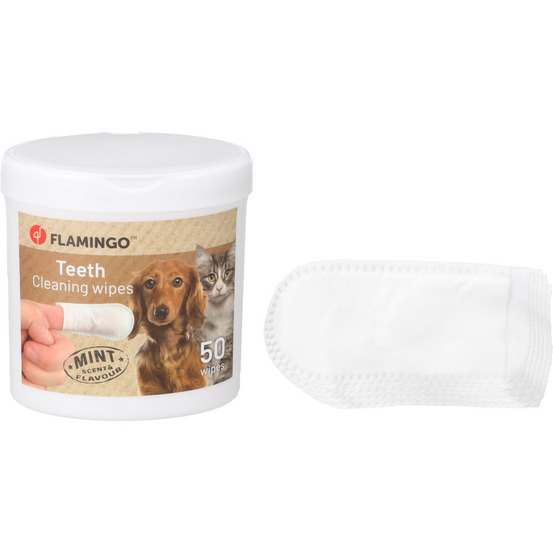 Lingettes nettoyage dents reini 50 doigts à la menthe pour chat et chien