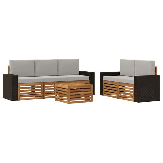 Ensemble de canapés d'extérieur 6 pc naturel et gris clair
