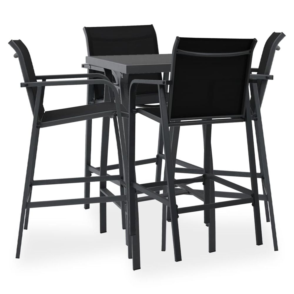 Ensemble de bar de jardin 5 pcs noir