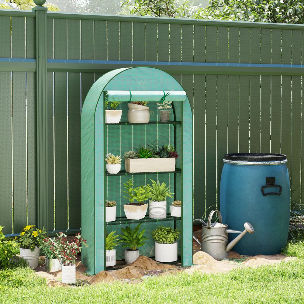 Mini serre de jardin pe vert 105 x 45 x 160 cm 4 étagères porte enroulable - comfortxl outdoor living