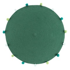 Tapis rond pompons 90 cm pompomparty vert