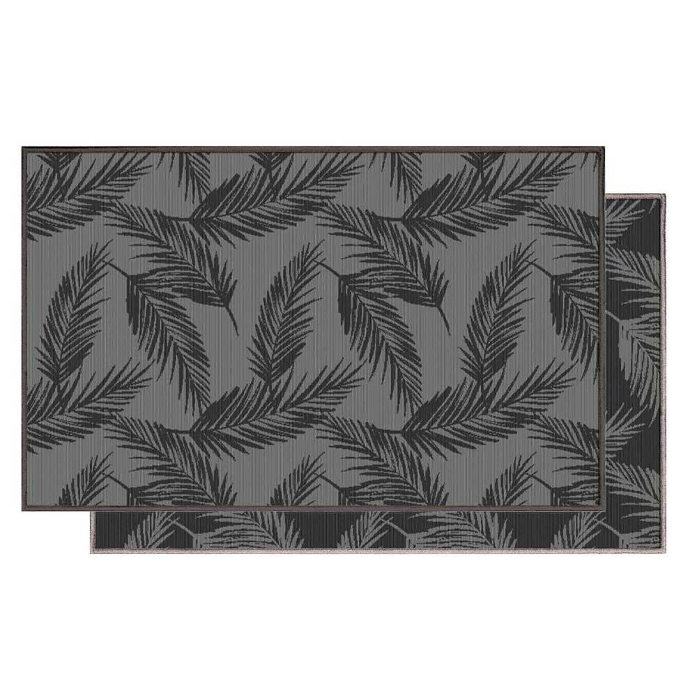Tapis rectangle 120x170 cm tissé réversible copalme gris noir