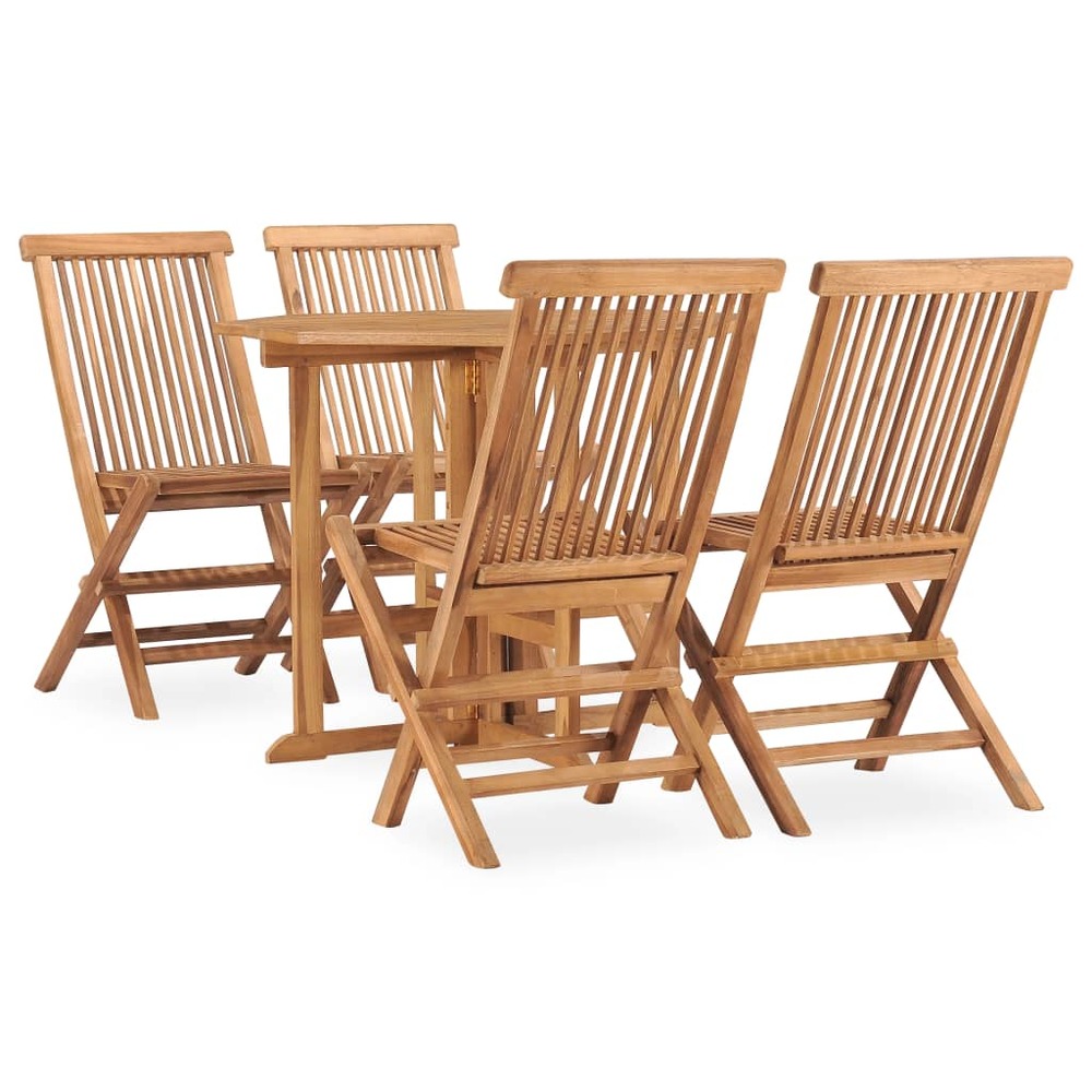 Mobilier à dîner d'extérieur pliable 5 pièces bois solide de teck