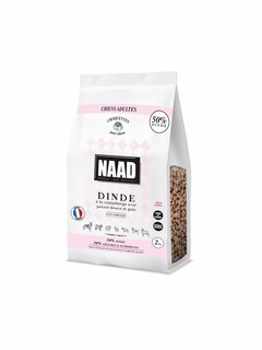 NAAD Croquettes Sans Céréales - 50% Dinde - Chiens Adultes - 2kg