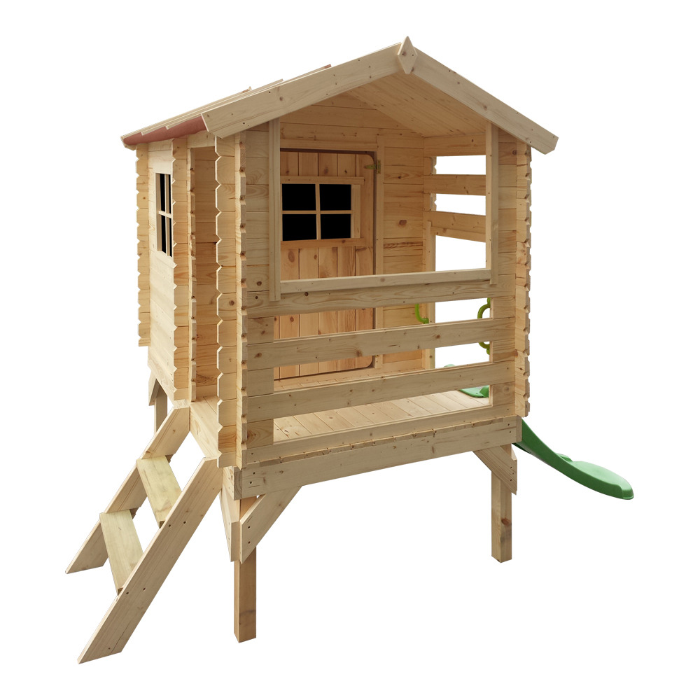 Maisonnette en bois avec toboggan - 82x146xh205cm/1.1m2 - m501c