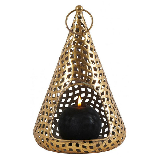Lanterne métal doré sivas 18x26cm