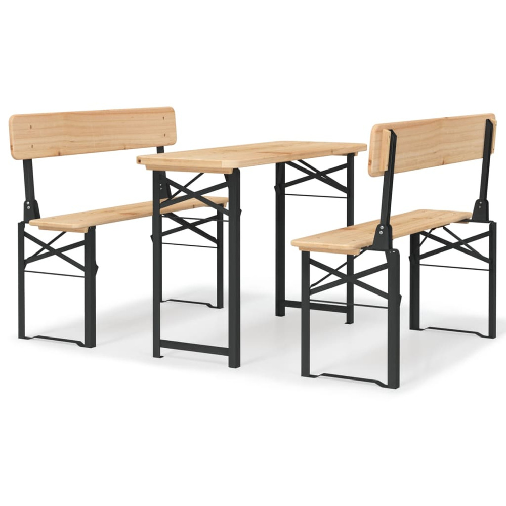 Ensemble de tables à bière pliantes 3 pcs bois massif de sapin