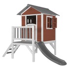 Axi maison enfant beach lodge xl en rouge avec toboggan en gris