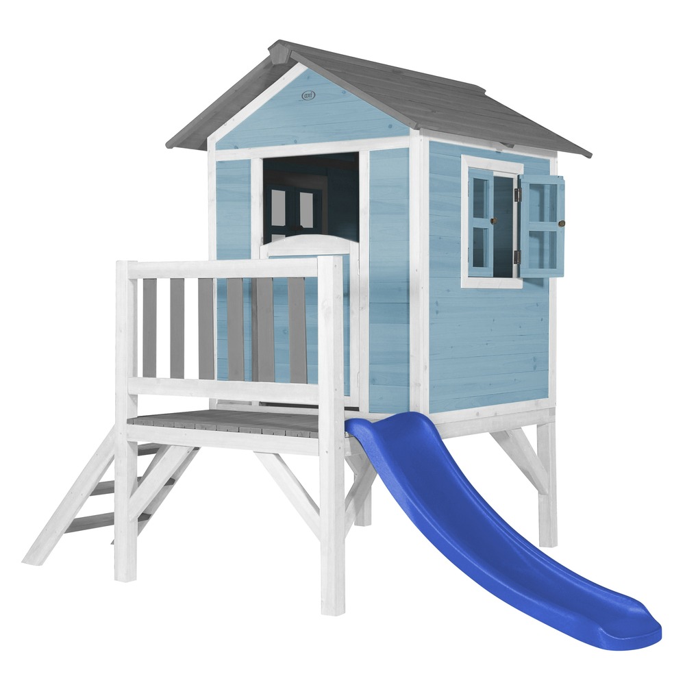 Axi maison enfant beach lodge xl en bleu avec toboggan en bleu