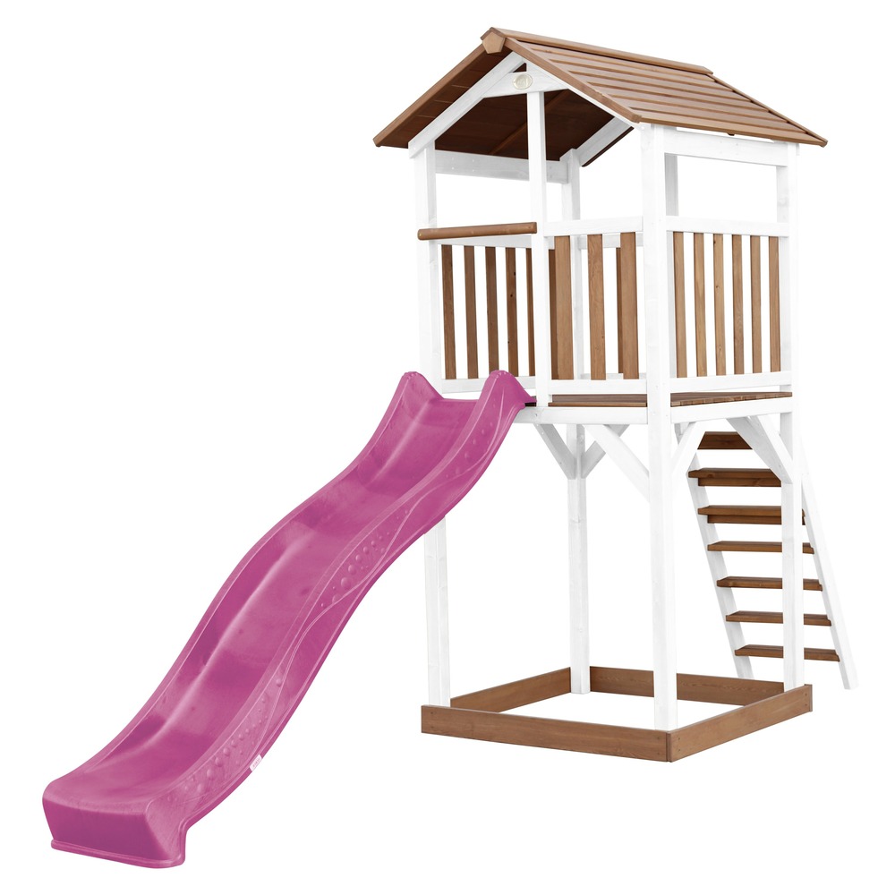 Axi beach tower aire de jeux avec toboggan en violet & bac à sable