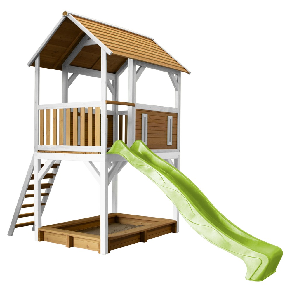 Axi pumba maison enfant avec bac à sable & toboggan vert clair