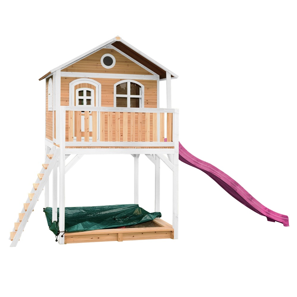 Axi andy maison enfant avec bac à sable & toboggan violet