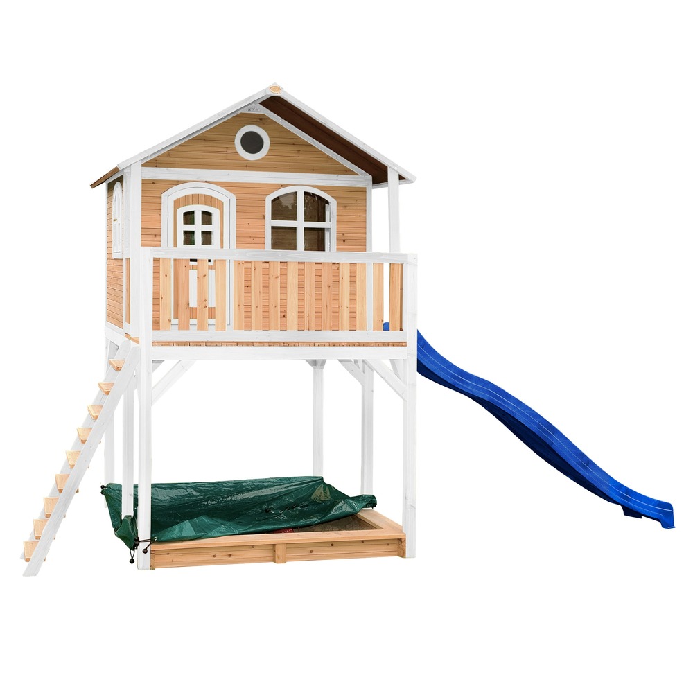 Axi andy maison enfant avec bac à sable & toboggan bleu