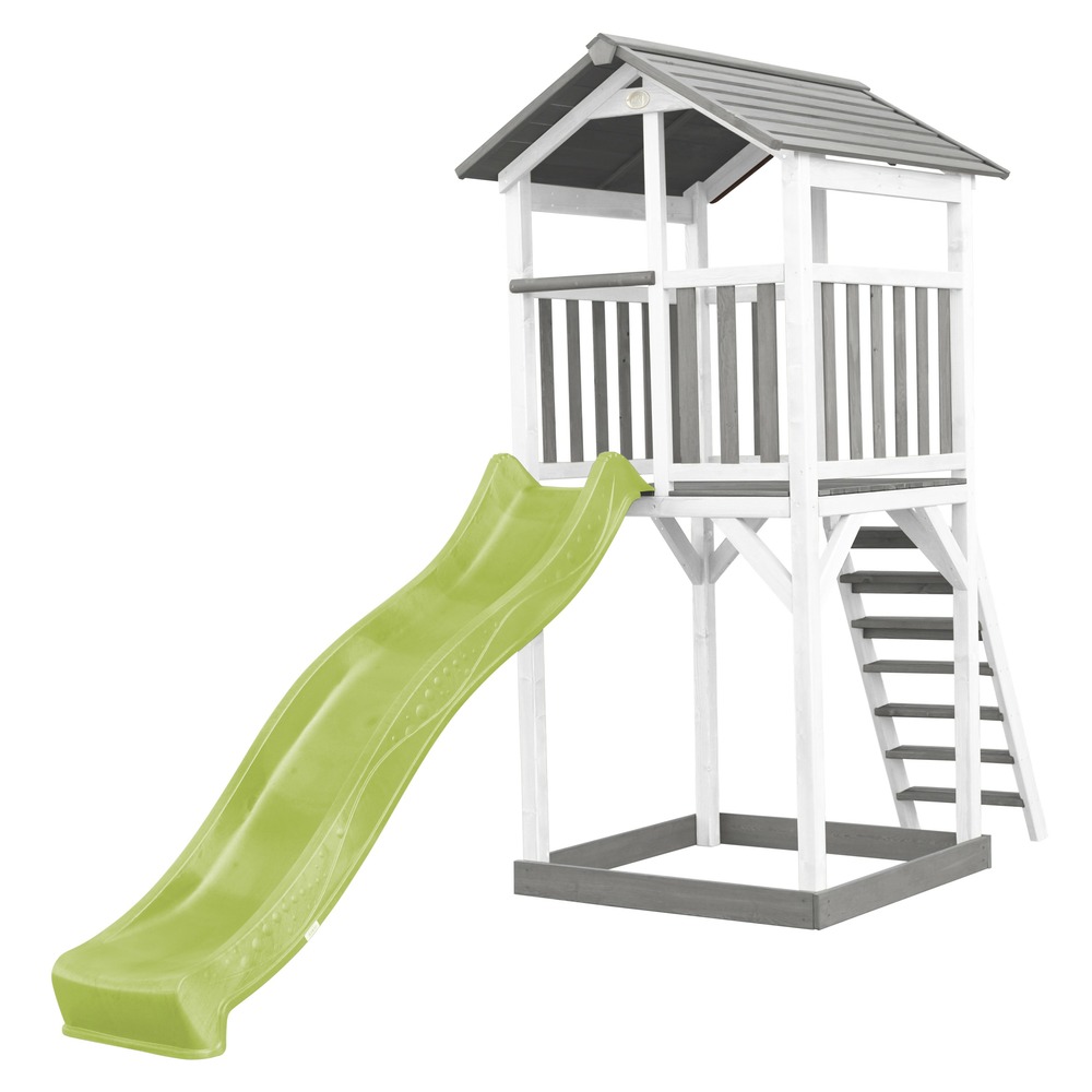 Axi beach tower aire de jeux avec toboggan en vert clair & bac à sable