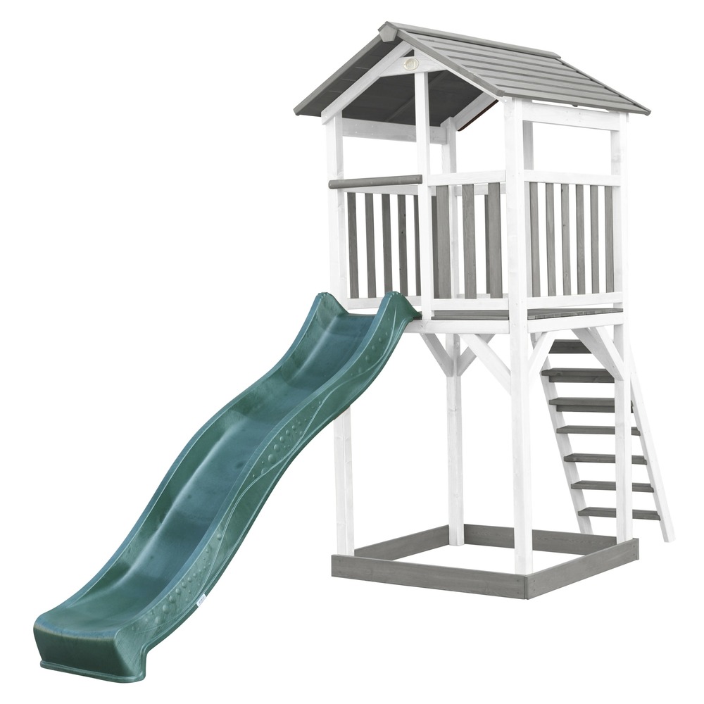 Axi beach tower aire de jeux avec toboggan en vert & bac à sable
