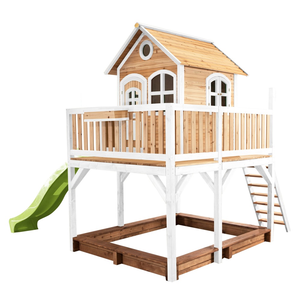 Axi liam maison enfant avec bac à sable & toboggan vert clair