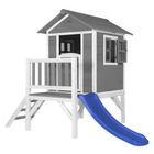 Axi maison enfant beach lodge xl en gris avec toboggan en bleu