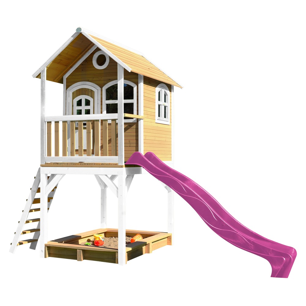 Axi sarah maison enfant avec bac à sable & toboggan rose