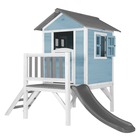 Axi maison enfant beach lodge xl en bleu avec toboggan en gris