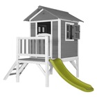 Axi maison enfant beach lodge xl en gris avec toboggan en vert clair